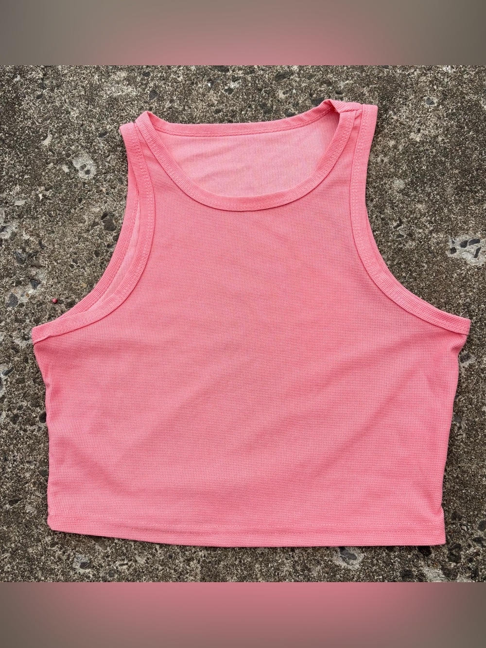 SHEIN Pink Ribbed Crop Tank Top